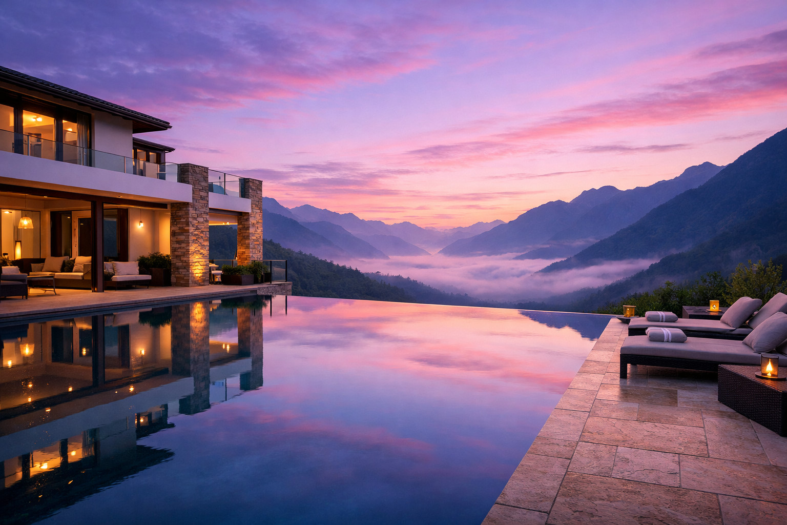 Private villa terrace over the sea